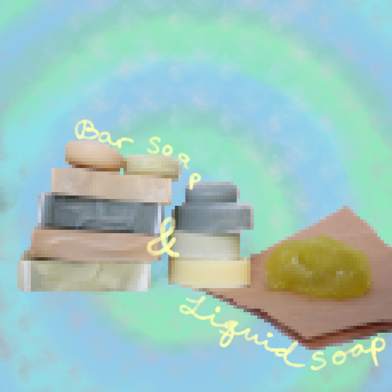 pixelated bar soaps and liquid soap paste bundle